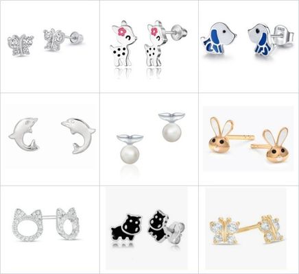 Đẹp, thời trang, hoa hồng, kim nhôm, vòng tai lưng, thiết kế bằng bạc 925