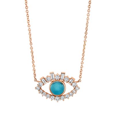 18K vàng Baguette Cubic Zircon 925 Sterling bạc nữ Evil Eye vòng cổ