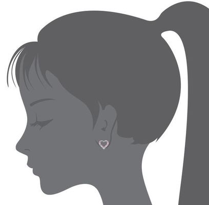 Micro Insert Heart Pink Screw Back Earrings cho trẻ em trong 925 Sterling Silver