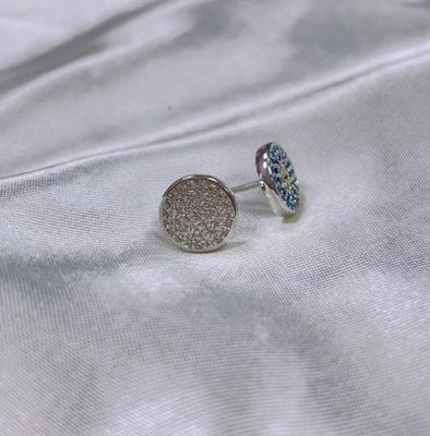 Vòng tròn ZIRCON 18K vàng mạ bằng tay Micron Pave CZ Eye Turkiye Design Stud Bàn tai 925 Sterling Silver