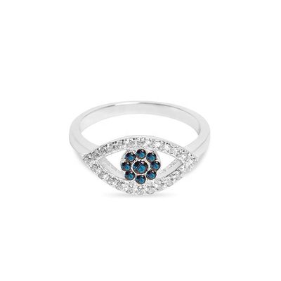 Tùy chỉnh kích cỡ 925 Sterling bạc cắt đứt Pave đúc mắt nhẫn với 18K vàng mạ