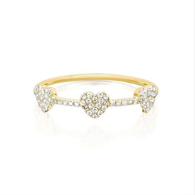 Nhẫn trái tim 18K vàng mạ 925 Sterling bạc 3 Micro Pave cho phụ nữ và thanh lịch