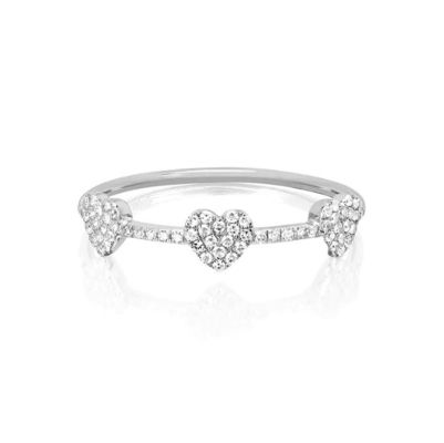 Nhẫn trái tim 18K vàng mạ 925 Sterling bạc 3 Micro Pave cho phụ nữ và thanh lịch