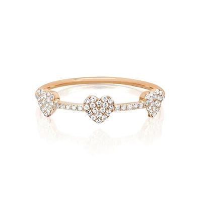 Nhẫn trái tim 18K vàng mạ 925 Sterling bạc 3 Micro Pave cho phụ nữ và thanh lịch