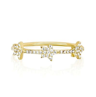 18K vàng bọc bạc CZ Star tuyên bố nhẫn cho phụ nữ Micro Pave thiết lập được chứng nhận