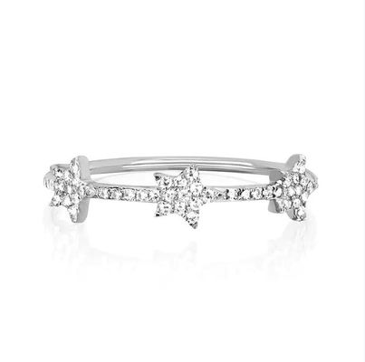 18K vàng bọc bạc CZ Star tuyên bố nhẫn cho phụ nữ Micro Pave thiết lập được chứng nhận