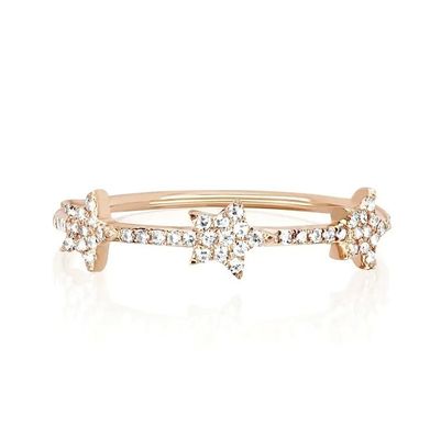 18K vàng bọc bạc CZ Star tuyên bố nhẫn cho phụ nữ Micro Pave thiết lập được chứng nhận