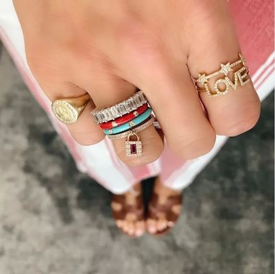 18K vàng bọc bạc CZ Star tuyên bố nhẫn cho phụ nữ Micro Pave thiết lập được chứng nhận