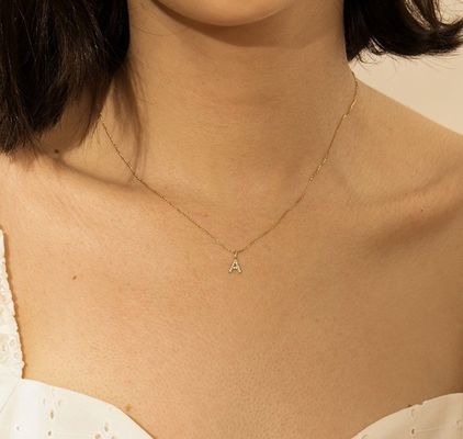 Nickel Free 925 Sterling Silver Letter A Diamond Charm Necklace Nổi tiếng ban đầu