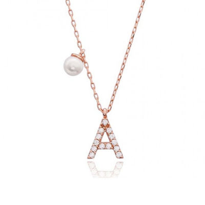 Nickel Free 925 Sterling Silver Letter A Diamond Charm Necklace Nổi tiếng ban đầu