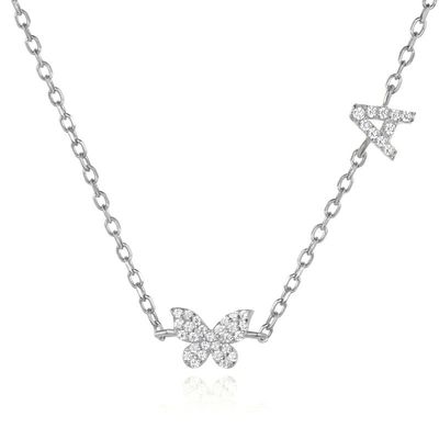 Đeo cổ Mini 18K Vàng Trắng Micron Pave CZ Butterfly 925 Sterling Silver Pendant