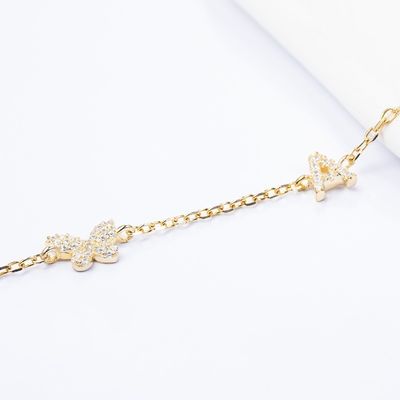Đeo cổ Mini 18K Vàng Trắng Micron Pave CZ Butterfly 925 Sterling Silver Pendant