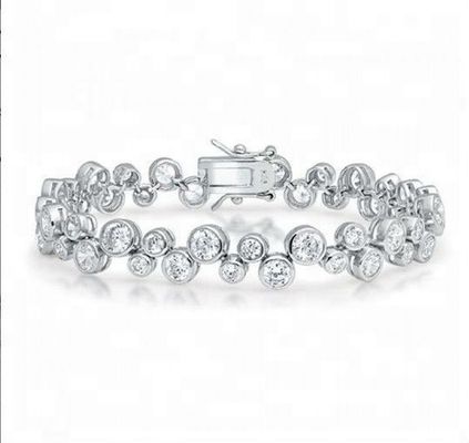925 Sterling bạc quần vợt vòng đeo tay với đá trắng CZ và tùy chọn thiết lập Bezel