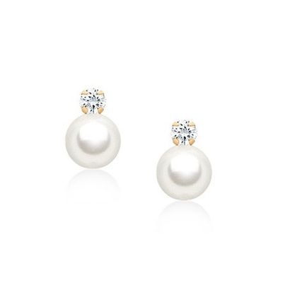 Đồ chơi đồ trang sức Pearl Drop Bàn tai với vít trở lại và trắng CZ trong 925 Sterling bạc