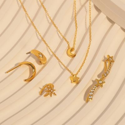 Giấy chứng nhận loại Đánh giá của bên thứ ba 925 Sterling Silver North Star Half Hoop Earrings