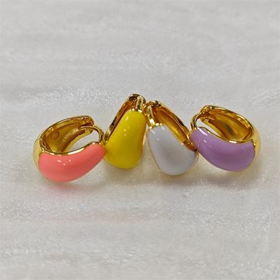 Trang sức đẹp đậm vòm men Huggie 925 bông tai bạc