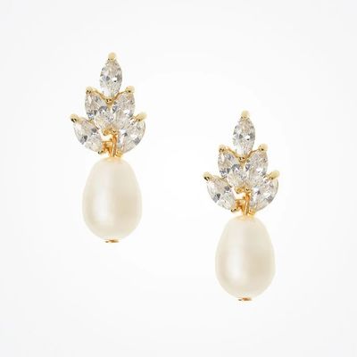 18K vàng bọc lá hoa cưới Bàng hoa trắng Ngọc trai lá hoa cưới