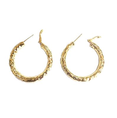 18K vàng vàng bọc đồng Hoop tai nghe kết cấu bề mặt đồng vòng tai nghe