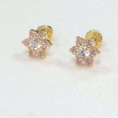 Hoa Amethyst CZ Ngôi đá sinh nhật bé gái 925 Sterling Silver Screw Back Stud Bàn tai