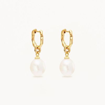 925 bạc Huggie Pearl Drop Bàn tai ZIRCON Huggie Bàn tai với Pearl Drop