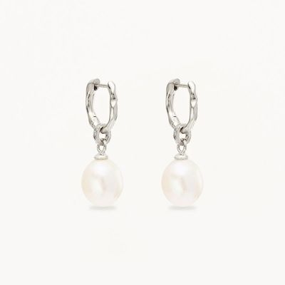 925 bạc Huggie Pearl Drop Bàn tai ZIRCON Huggie Bàn tai với Pearl Drop