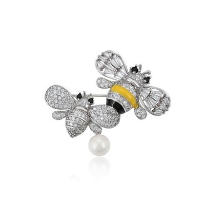 Đẹp màu sắc Mái đeo ốm ươm Bơm Crystal Rhinestone Bumble Bee Lapel Pin