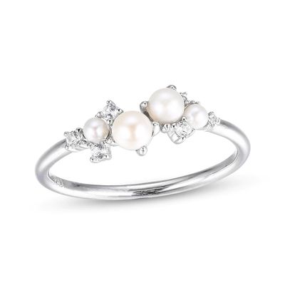 Vàng CZ Đặt chồng 925 Sterling bạc nhẫn kích thước 3-10 Pearl nhẫn đính hôn