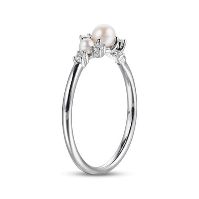 Vàng CZ Đặt chồng 925 Sterling bạc nhẫn kích thước 3-10 Pearl nhẫn đính hôn