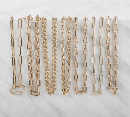 18K vàng bọc lớn clip giấy 925 Sterling bạc hình bầu dục chuỗi vòng cổ với OEM