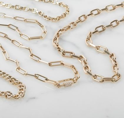 18K vàng bọc lớn clip giấy 925 Sterling bạc hình bầu dục chuỗi vòng cổ với OEM