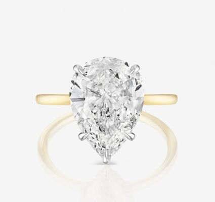 Base White Cubic Zircon Pear Cut Solitaire 925 Vòng cưới bạc