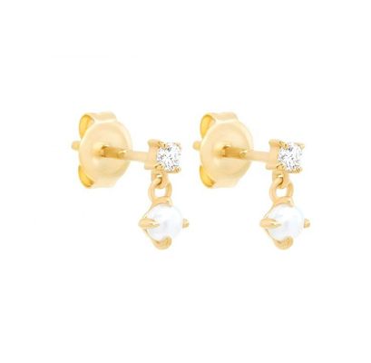Mẹ của viên ngọc trai trắng 925 Sterling bạc giọt Mũi tai làm bằng tay của phụ nữ cho cô gái