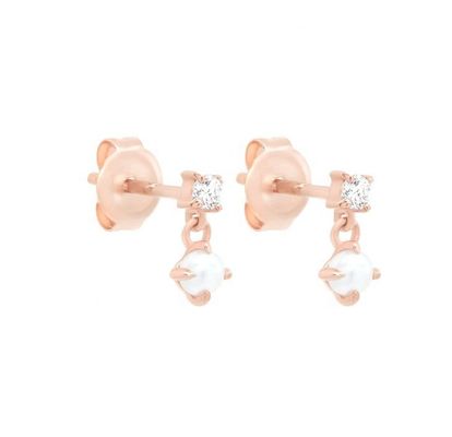Mẹ của viên ngọc trai trắng 925 Sterling bạc giọt Mũi tai làm bằng tay của phụ nữ cho cô gái