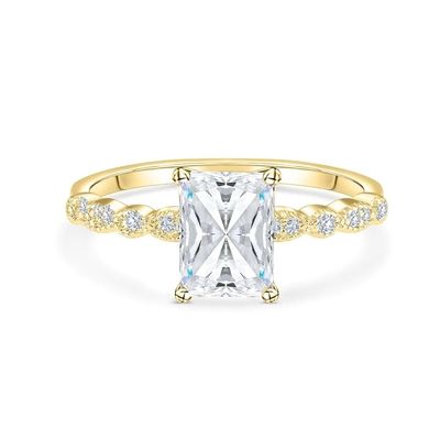 Vintage thủ công 18K vàng Baguette cắt đá nhẫn đính hôn phong cách cổ điển cho phụ nữ