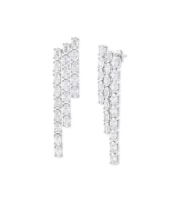 Vòng hình bầu dục quần vợt màu trắng hình khối vòng tai Zircon cho phụ nữ đồ trang sức sang trọng