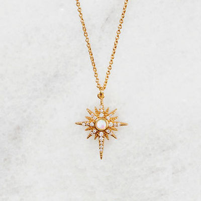Opal vàng mạ Starburst dây chuyền cổ 925 Starburst dây chuyền bạc