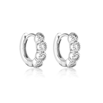 925 Sterling Silver Bezel Setting Cubic Zirconia Huggies Phụ nữ Bắt tai