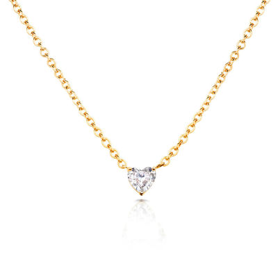 Trái tim Cubic Zircon 18K vàng bọc vòng cổ nữ
