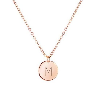 10mm Disc Stainless Steel Initial Pendant 45CM + 5CM Stainless Steel Pendant Necklace