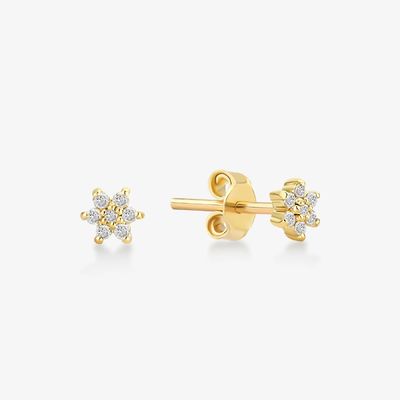 925 Sterling bạc thủ công 18K vàng bọc đơn giản là màu trắng CZ hoa tai âm tính