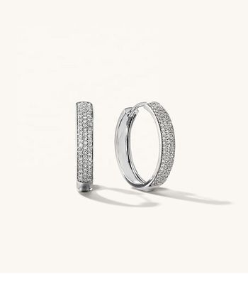 18K vàng mạ Micron Pave Huggies 925 Sterling bạc nữ bông tai