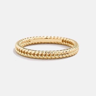 Vàng 18K vàng bọc 925 Sterling bạc lúa mì nhẫn cho phụ nữ