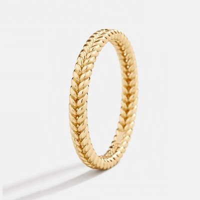 Vàng 18K vàng bọc 925 Sterling bạc lúa mì nhẫn cho phụ nữ