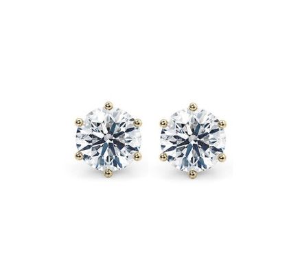 Sáu móng trắng CZ Stud tai 925 Sterling bạc 18K hình khối Zirconia Stud tai