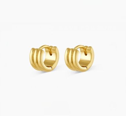 Thời trang nữ Stainless Steel Huggie Băng tai Ba Lan 18K vàng bọc vòng xoắn