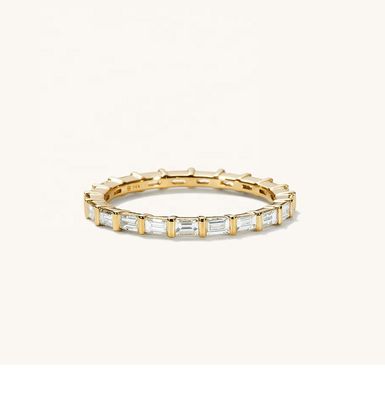 Nhẫn CZ màu trắng 925 Sterling Baguette bạc Eternity Band