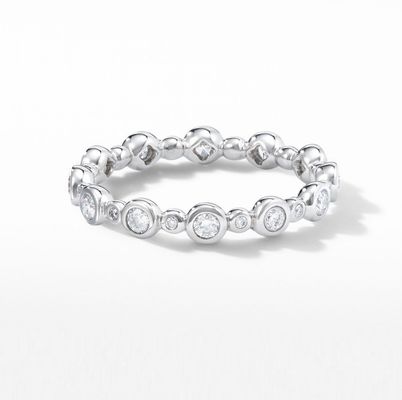 Đồ cổ điển Zircon Eternity Band Vàng trang sức US Size 10 Clear CZ Ring