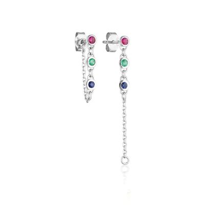 Drop Bezel White Diamond 925 Sterling Silver Chain Bàn tai thời trang