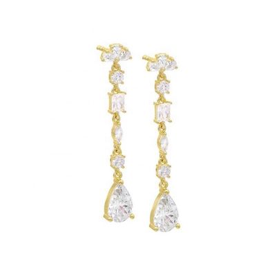 Lời truyền cảm hứng tôn giáo S925 Sterling Silver Gemstone Drop Earrings in 18K Gold Plating