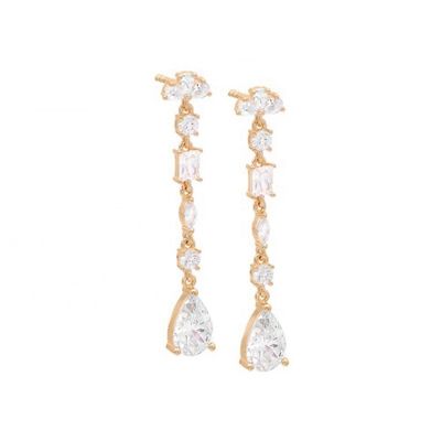 Lời truyền cảm hứng tôn giáo S925 Sterling Silver Gemstone Drop Earrings in 18K Gold Plating